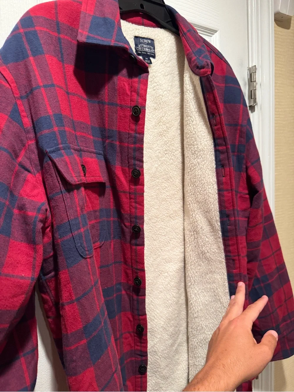 JCREW Flannel -Lined Button-Up Jacket - Red & Navy